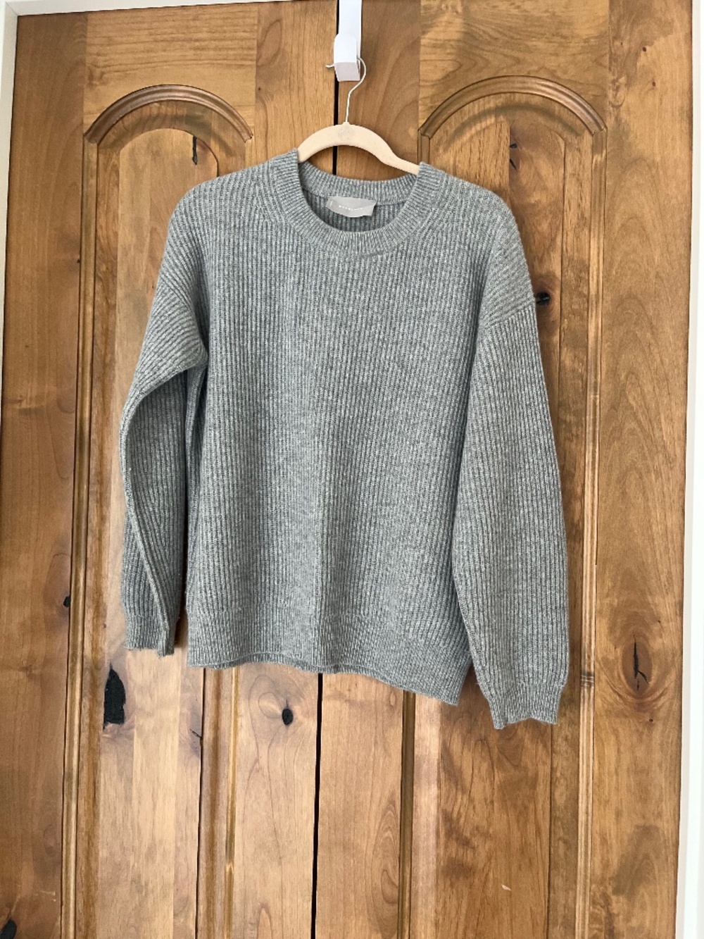Everlane The Cashmere Rib Round Crew Large Heather Gray